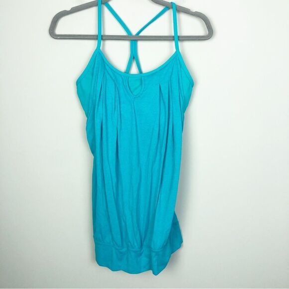 LULULEMON | Turquoise Layered Sports Bra Tank Top Fitted Bottom Women’s Size 8 - Picture 2 of 11